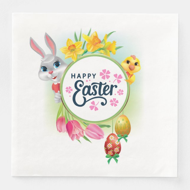 Happy Easter  Paper Dinner Napkins (Front)