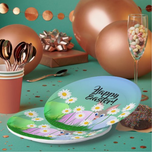 Happy Easter Paper Plate Cute Bunny Easter Eggs 