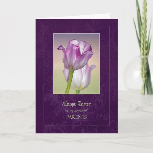 Happy Easter Parents Card Easter Tulips Holiday Card