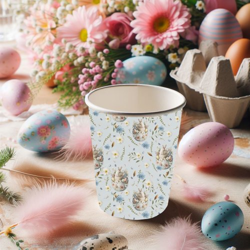Happy Easter Party Bunny Celebration Blue Paper Cups