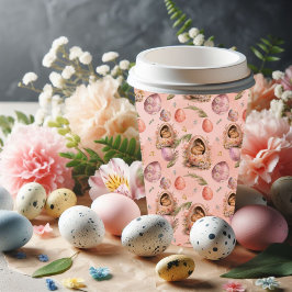 Happy Easter Party Bunny Celebration Pink Paper Cups