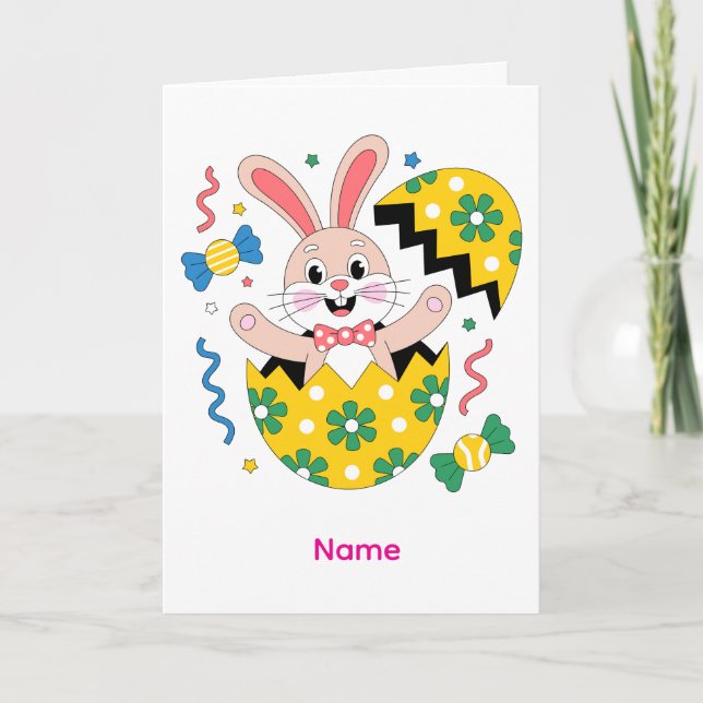 Happy Easter Party Bunny Popping Out  Card (Front)