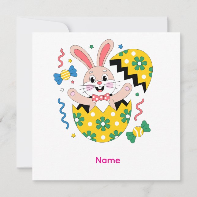 Happy Easter Party Bunny Popping Out  Invitation (Front)