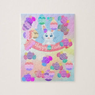Happy Easter Pastel Easter Bunny Jigsaw Puzzle