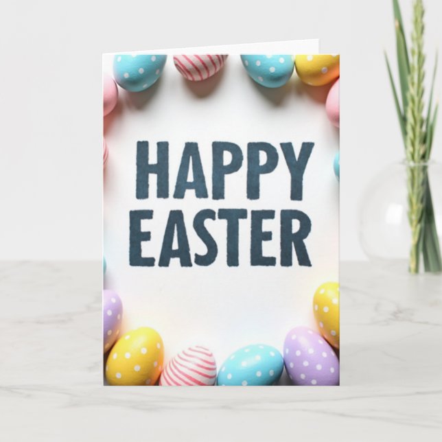 Happy Easter Pastel Egg Art Card (Front)