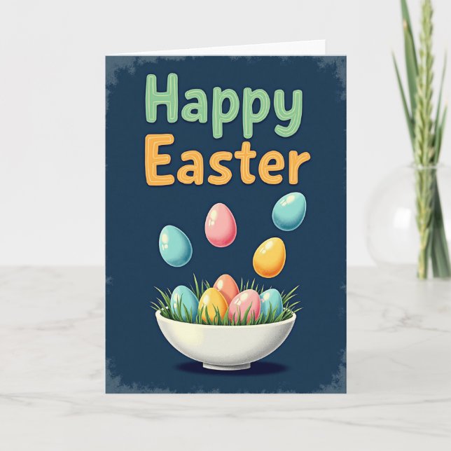 Happy Easter Pastel Eggs Card (Front)