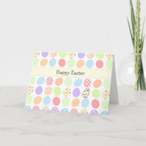 Happy Easter Pastel Eggs Chick Custom Text Holiday Card