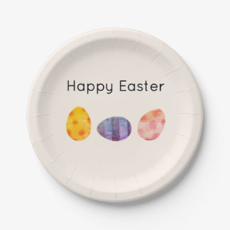 Happy Easter Pastel Eggs Elegant Soft Cream Paper Plates