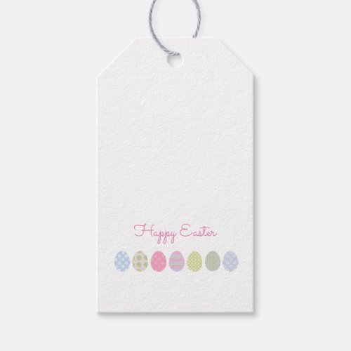 Happy Easter Pastel Pattern Eggs Spring White Gift Tags