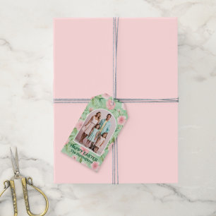 Happy Easter Pastel Pink & Green Floral Gift Tag