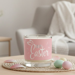 Happy Easter Pastel Pink, White and Blue Retro Scented Candle