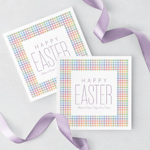 Happy Easter pastel plaid customizable spring Napkins