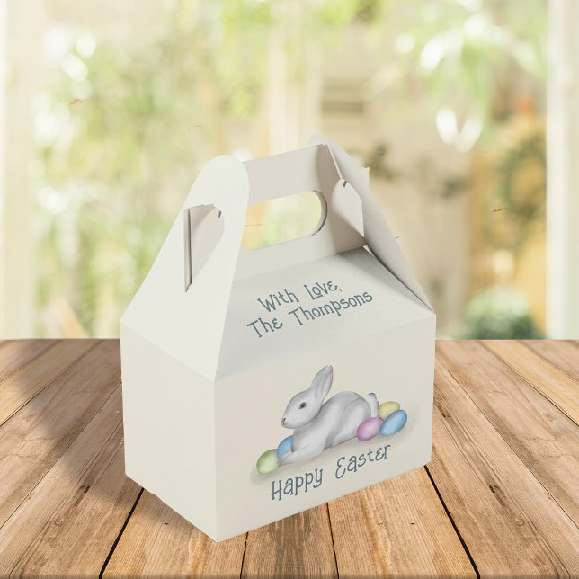 Happy Easter Pastel Simple Bunny Typography Favor Boxes (Creator Uploaded)
