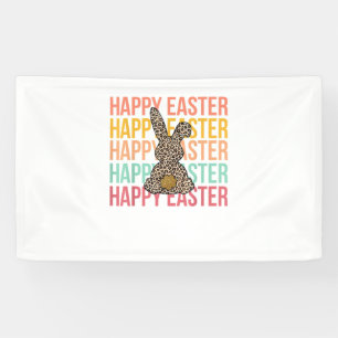 Happy Easter Pastel Spring Leopard Bunny Rabbit Wo Banner