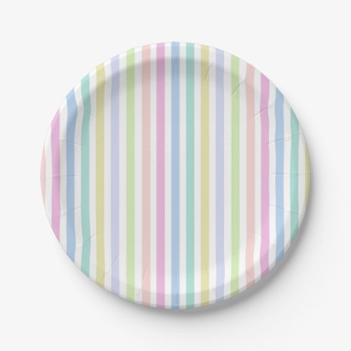  Happy Easter Pastel Stripe Paper Plates