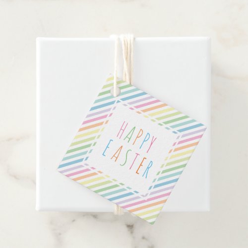 Happy Easter Pastel Stripes Favor Tags