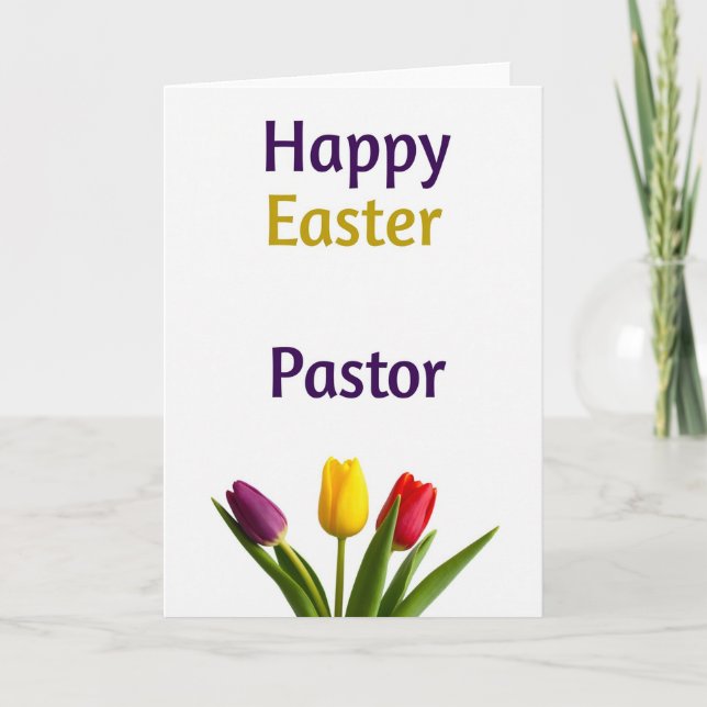 Happy Easter Pastor Floral Card (Front)