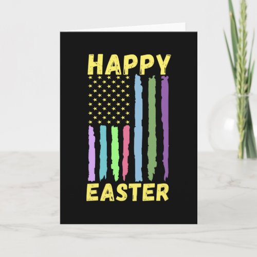 Happy Easter patriotic USA flag Easter American Card