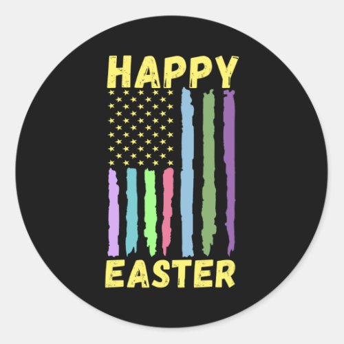  Happy Easter patriotic USA flag Easter American Classic Round Sticker