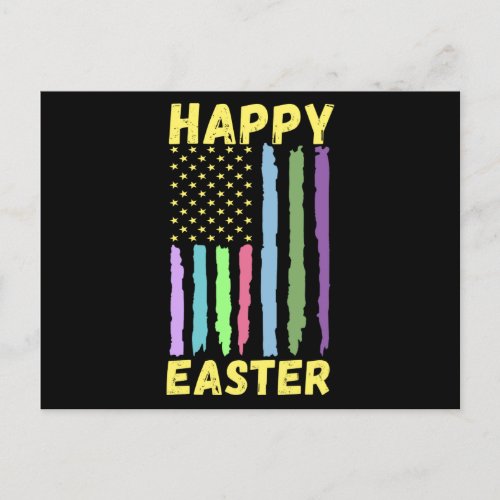  Happy Easter patriotic USA flag Easter American Postcard