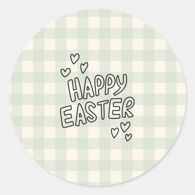 Happy Easter Pattern Classic Round Sticker (Front)