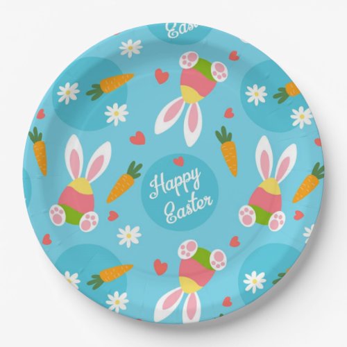 Happy Easter Pattern Easter Paper Plates