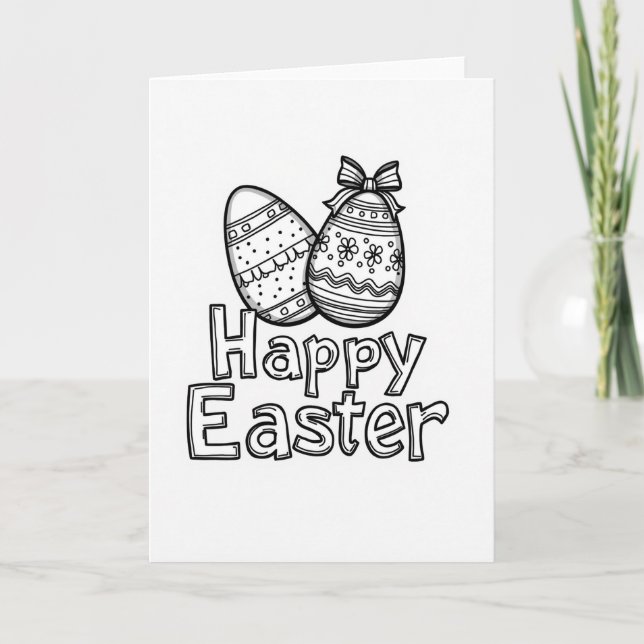 Happy Easter Pattern Egg Card (Front)