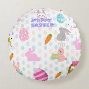 Happy Easter pattern Round Pillow