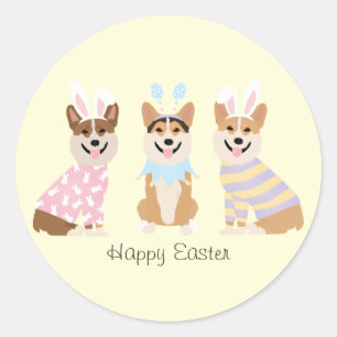 Happy Easter Pembroke Welsh Corgi Dogs Classic Round Sticker