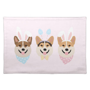Happy Easter Pembroke Welsh Corgi Dogs Cloth Placemat