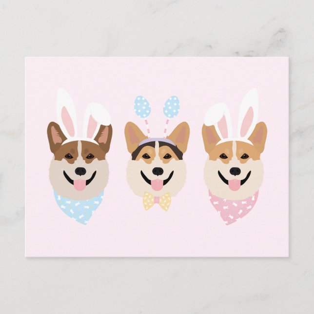 Happy Easter Pembroke Welsh Corgi Dogs Postcard (Front)