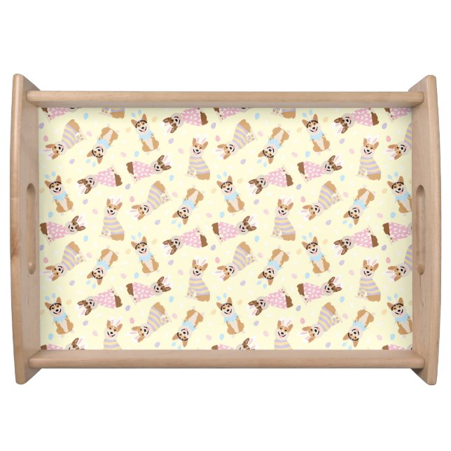 Happy Easter Pembroke Welsh Corgi Dogs Serving Tray (Front)