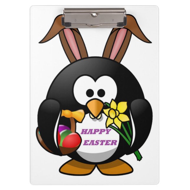 "HAPPY EASTER" PENGUIN BUNNY CLIPBOARD (Front)