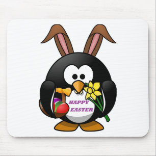 "HAPPY EASTER" PENGUIN BUNNY MOUSE PAD