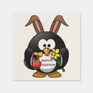 "HAPPY EASTER" PENGUIN BUNNY PAPER NAPKINS