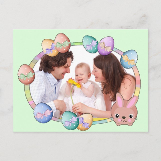 Happy Easter Personalized Family Photo Postcard (Front)