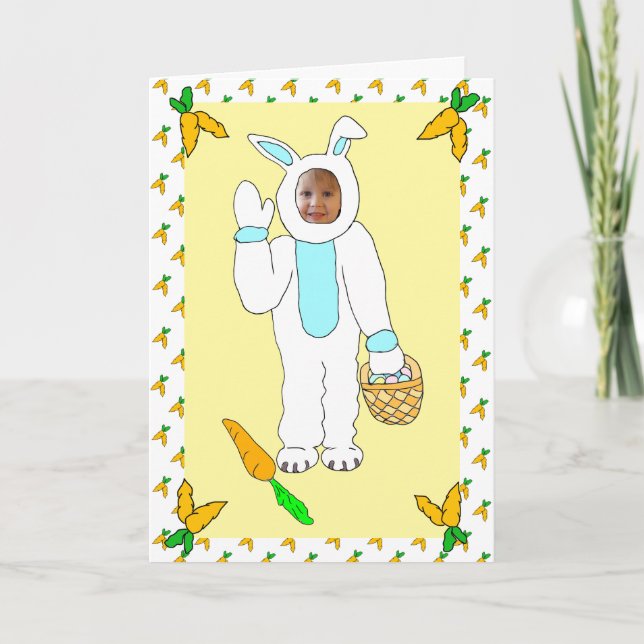 Happy Easter Personalized Photo Easter Bunny Card (Front)