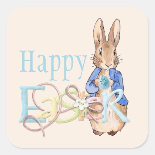 Happy Easter Peter the Easter bunny rabbit Square Sticker