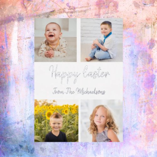 Happy Easter Photo Collage Foil Holiday Card