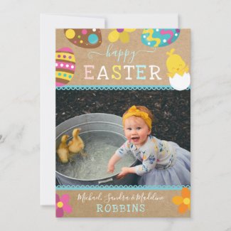 Happy Easter Photo Family Cute  Holiday Card