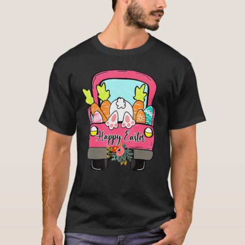 Happy Easter Pickup Truck Bunny Eggs Vintage Men W T_Shirt