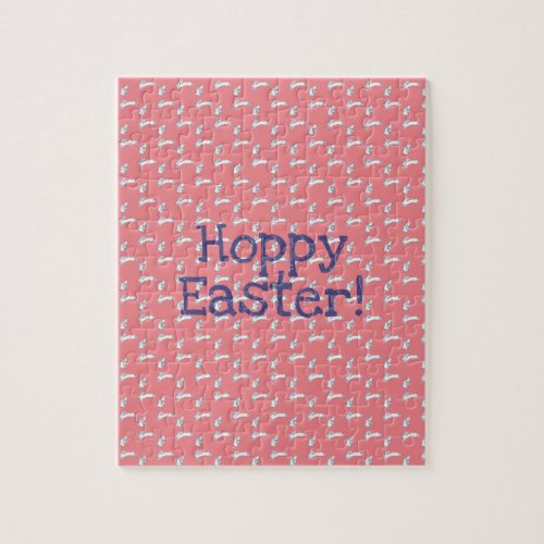 Happy Easter Pink Blue White Bunny Rabbits Fun Jigsaw Puzzle