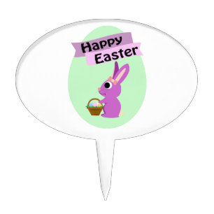 Happy Easter! Pink Bunny Cake Topper