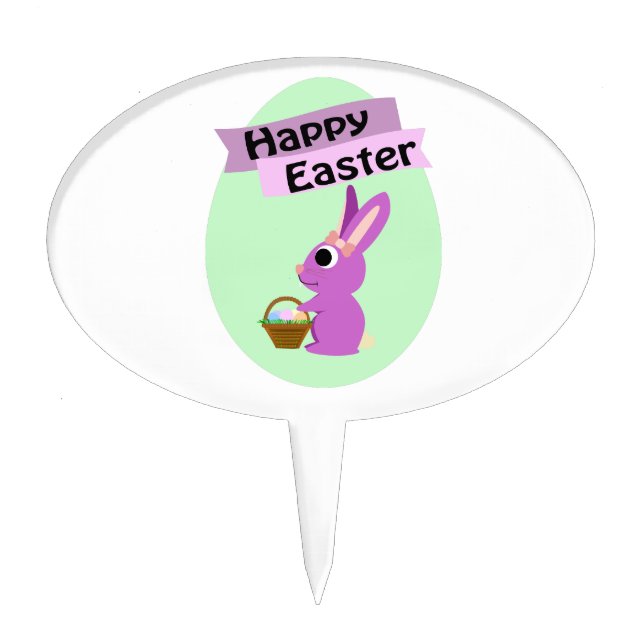 Happy Easter! Pink Bunny Cake Topper (Front)