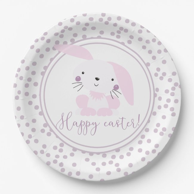 Happy Easter | Pink Bunny & Lavender Polkadots