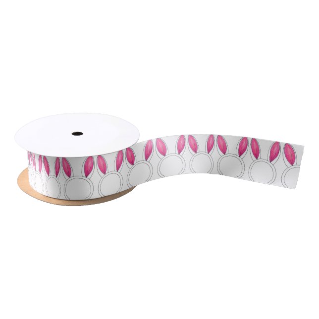 Happy Easter Pink Bunny Rabbit Ears Baby Shower Satin Ribbon (Spool)