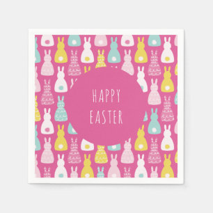 Happy Easter Pink Bunny Rabbit Napkins