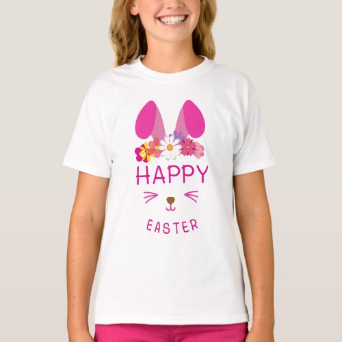 Happy Easter Pink Bunny T_Shirt
