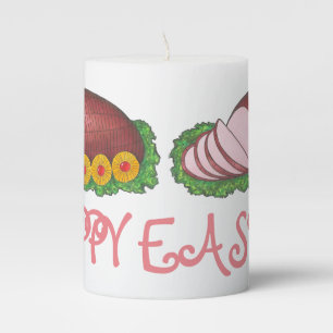 Happy Easter Pink Glazed Ham Pineapple Dinner Pillar Candle