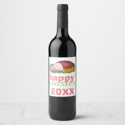 Happy Easter Pink Glazed Holiday Ham Platter Wine Label